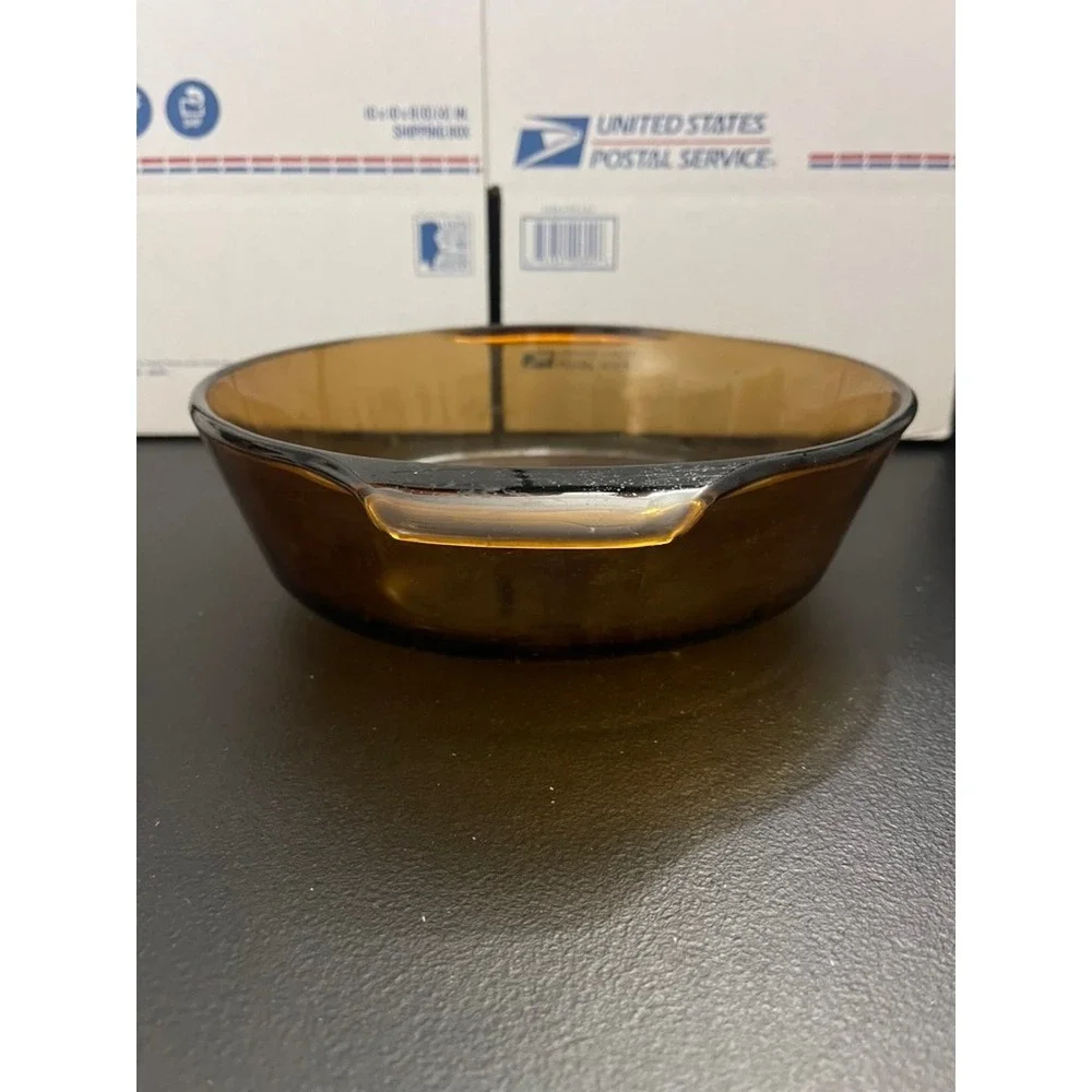 Anchor Hocking Fire-King Amber Glass 2 Quart Round Casserole Dish 438 USA Made